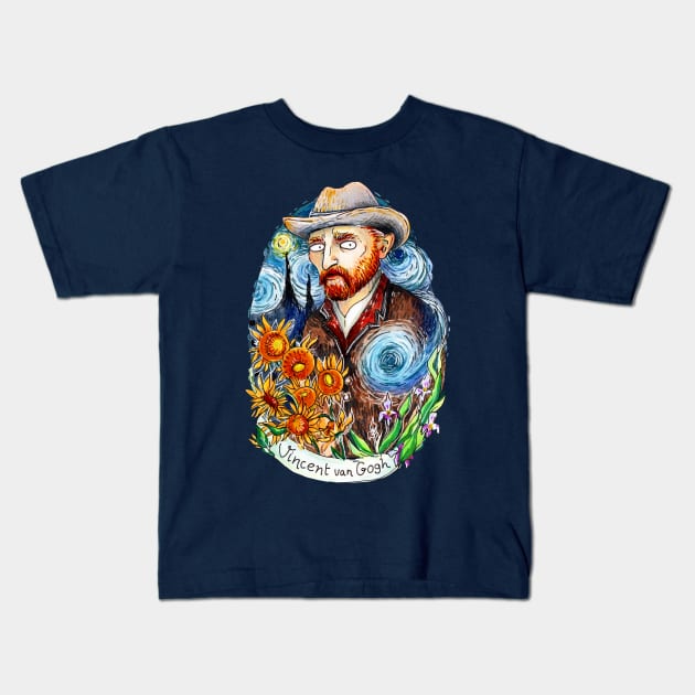 Van Gogh Kids T-Shirt by kattymur